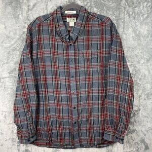 LL Bean Shirt Mens XL Gray Plaid Flannel Traditional Fit Button Down Cabincore